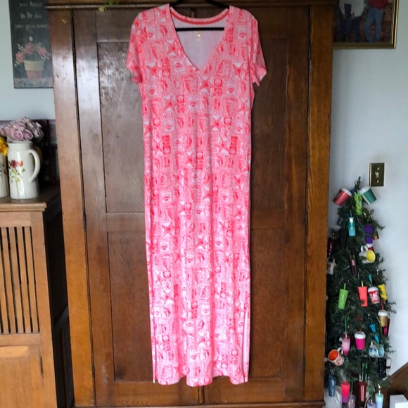 Lilly Pulitzer Etta Short Sleeve Maxi Milner Red Seaside Harbour Size Large - Picture 2 of 15